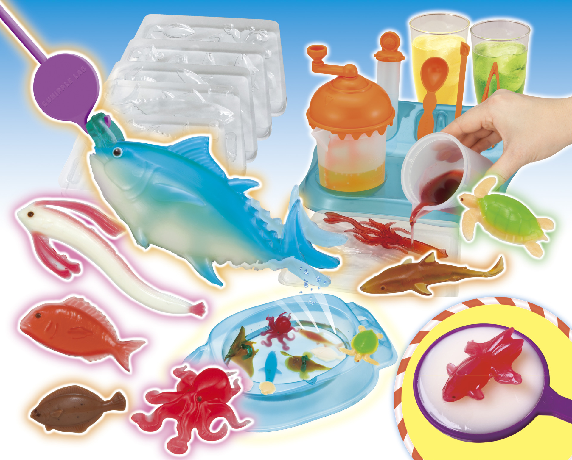 グミで魚釣りや金魚すくい まるごと食べれる料理などの面白グミが作れるクッキングトイ グミップルラボ に新商品が新登場 21年7月発売 おもちゃのニュース Toymim